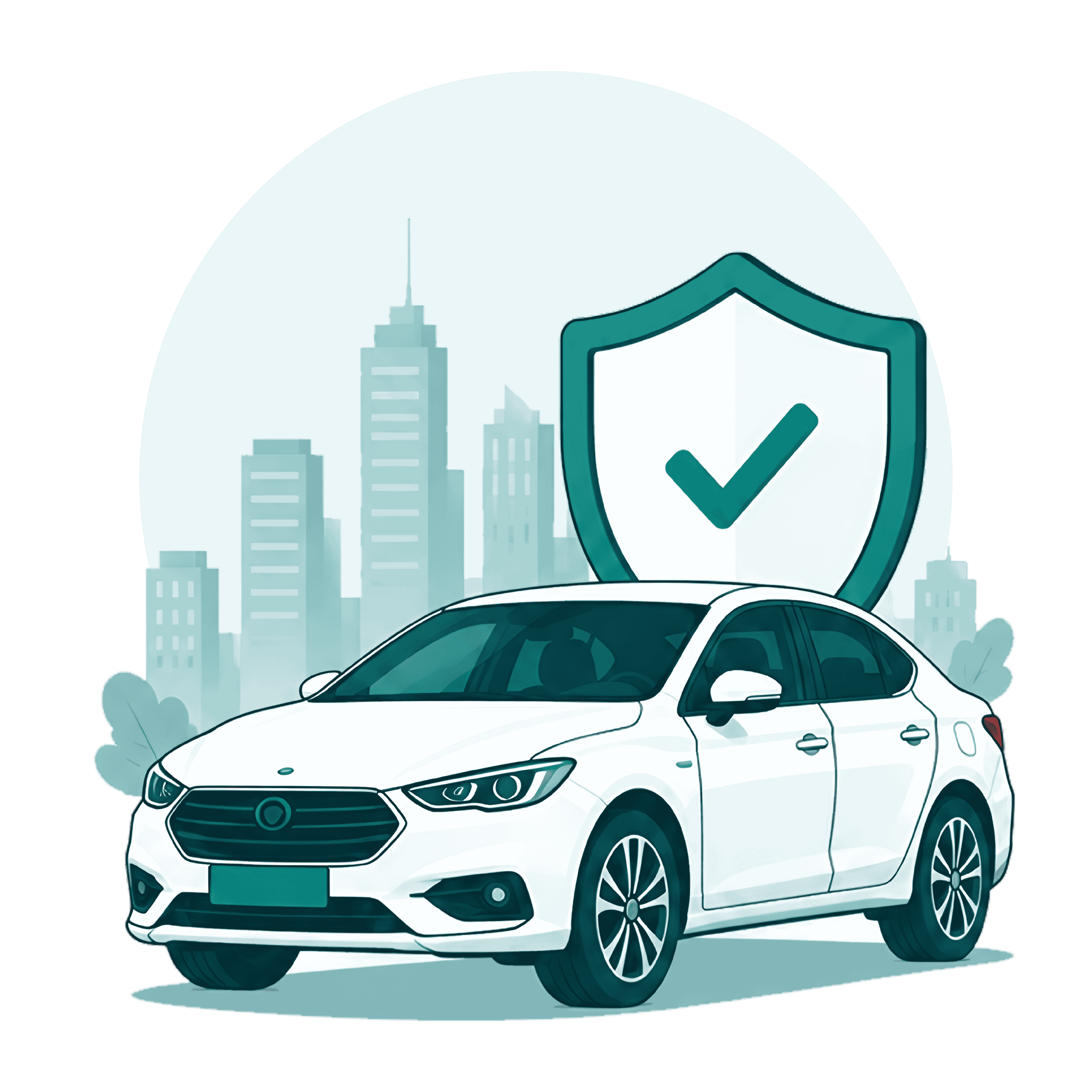 Car protected by an insurance shield